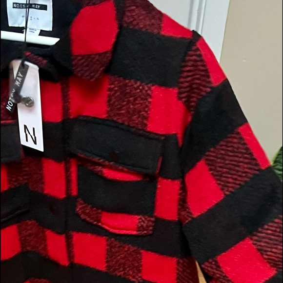 NWT | Womens Noisy May Flannel Jacket | Black & Red - Picture 9 of 16